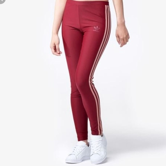 burgundy adidas tights